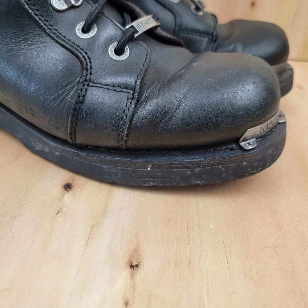 Harley Davidson Boots Mens 9.5 Flames Skulls Black Leather Moto Biker Riding